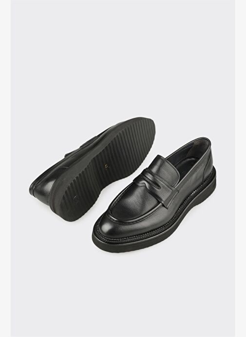 Siyah Deri Erkek Günlük Ayakkabı - Görsel 4