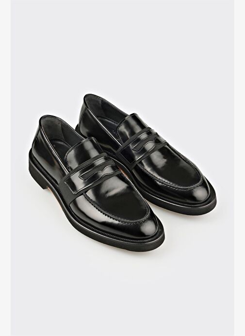 Siyah Deri Erkek Günlük Ayakkabı - Görsel 3