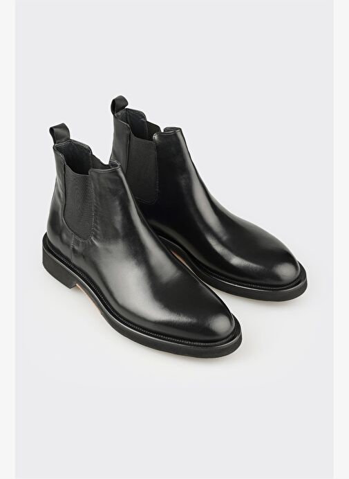Siyah Deri Erkek Klasik Bot - Görsel 3