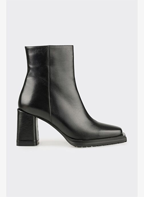 Siyah Deri Kadın Klasik Bot - Görsel 2
