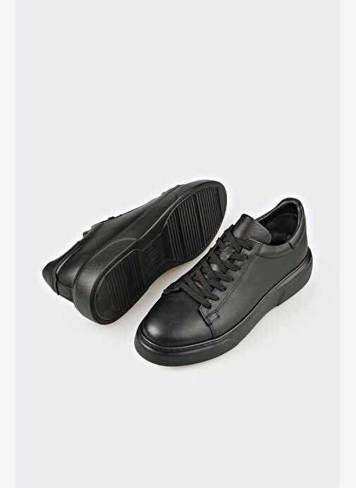 Siyah Deri Erkek Günlük Ayakkabı - Görsel 4
