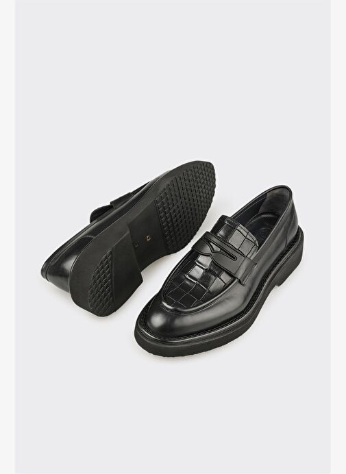 Siyah Deri Erkek Günlük Ayakkabı - Görsel 4