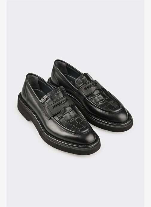 Siyah Deri Erkek Günlük Ayakkabı - Görsel 3