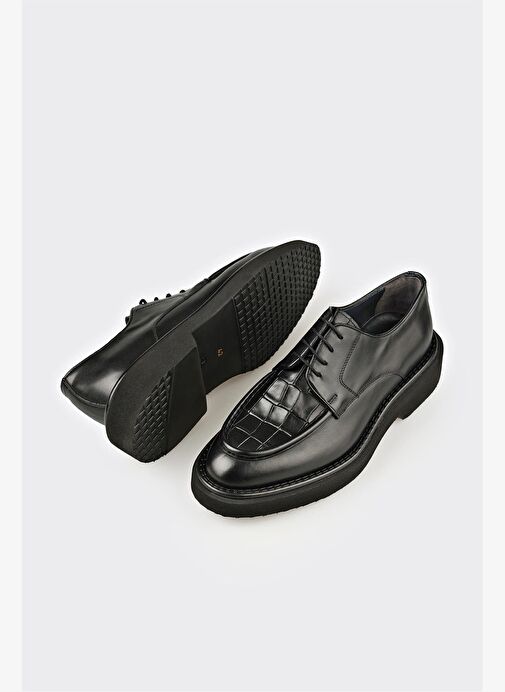 Siyah Deri Erkek Günlük Ayakkabı - Görsel 4