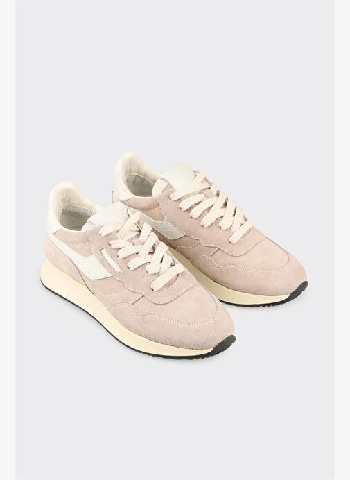 Bej Deri Kadın Spor Ayakkabı - Görsel 3