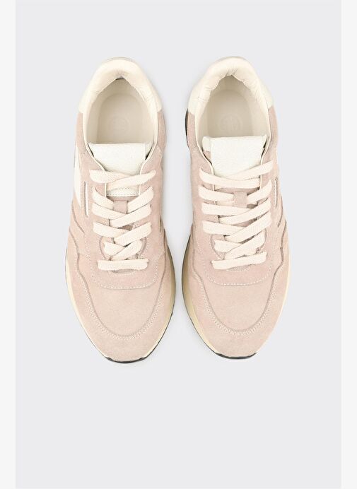 Bej Deri Kadın Spor Ayakkabı - Görsel 5