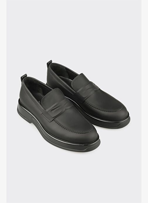 Siyah Deri Erkek Günlük Ayakkabı - Görsel 3