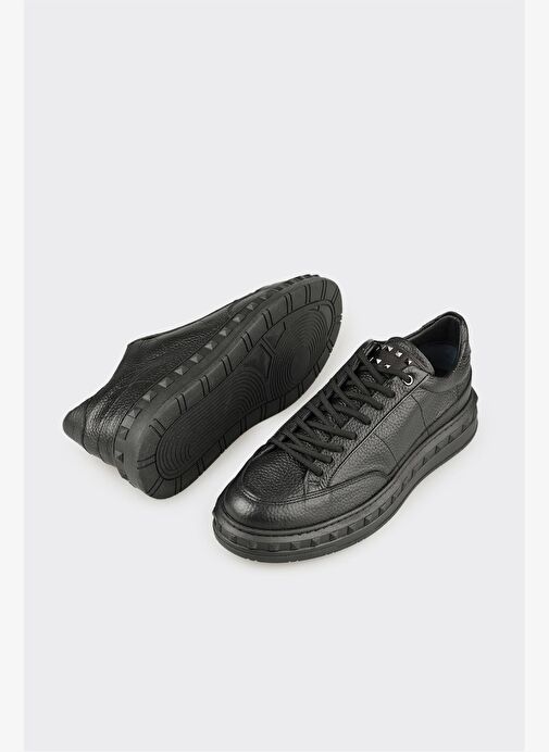 Siyah Deri Erkek Spor Ayakkabı - Görsel 4
