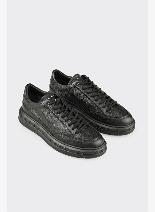 Siyah Deri Erkek Spor Ayakkabı - Görsel 3