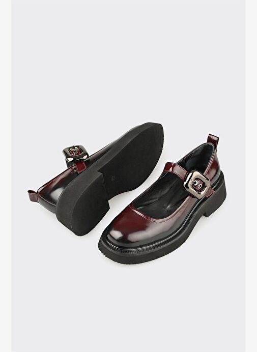 Bordo Deri Kadın Günlük Ayakkabı - Görsel 4