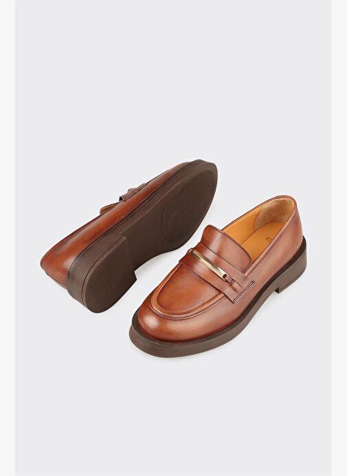 Taba Deri Kadın Günlük Ayakkabı - Görsel 4