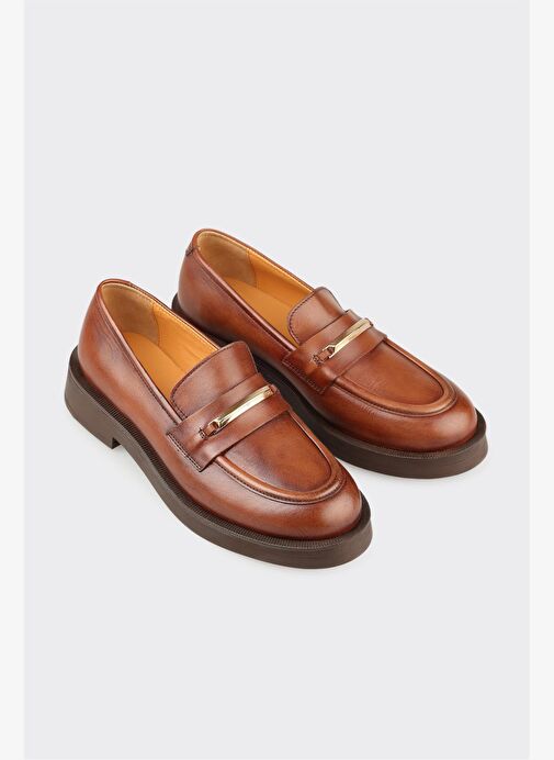 Taba Deri Kadın Günlük Ayakkabı - Görsel 3