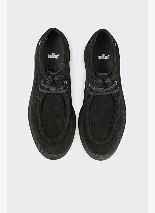 Siyah Deri Kadın Günlük Bağcıklı Ayakkabı - Görsel 5