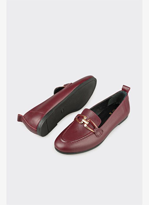 Bordo Deri Kadın Günlük Ayakkabı - Görsel 4