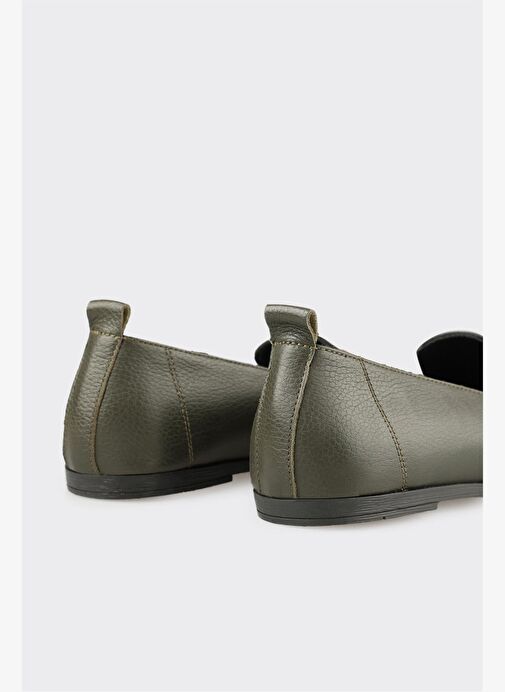 Haki Deri Kadın Günlük Ayakkabı - Görsel 6