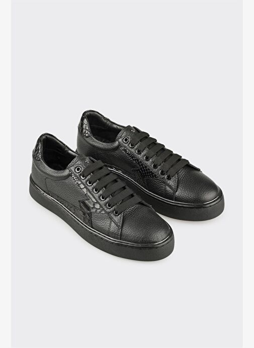 Siyah Deri Erkek Spor Ayakkabı - Görsel 3