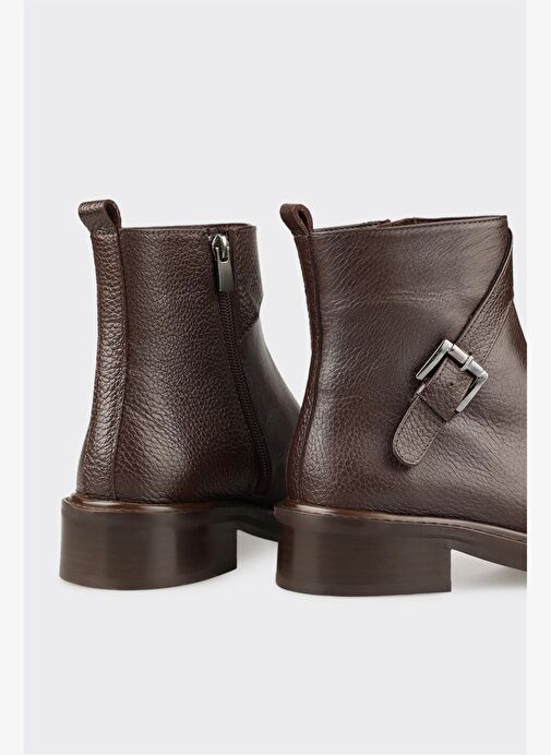 Kahve Deri Kadın Klasik Bot - Görsel 5