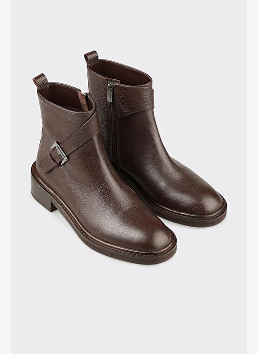 Kahve Deri Kadın Klasik Bot - Görsel 3