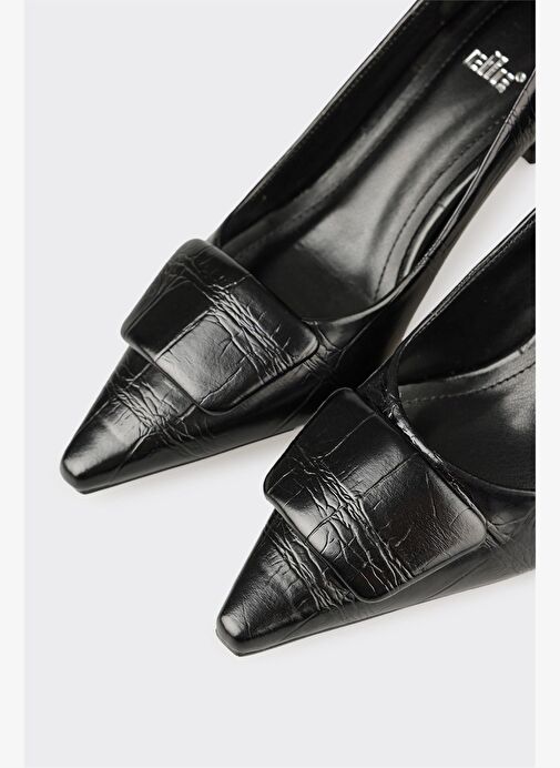 Siyah Kadın Orta Topuk Ayakkabı - Görsel 5