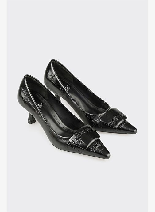 Siyah Kadın Orta Topuk Ayakkabı - Görsel 3