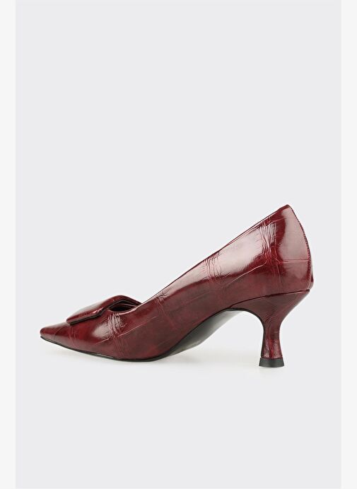 Bordo Kadın Orta Topuk Ayakkabı - Görsel 4