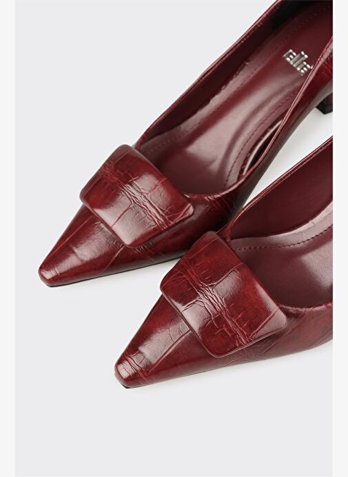 Bordo Kadın Orta Topuk Ayakkabı - Görsel 5