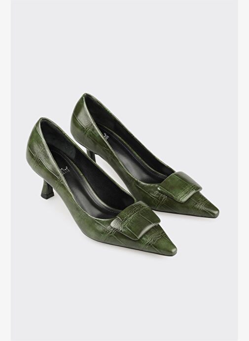 Yeşil Kadın Orta Topuk Ayakkabı - Görsel 3