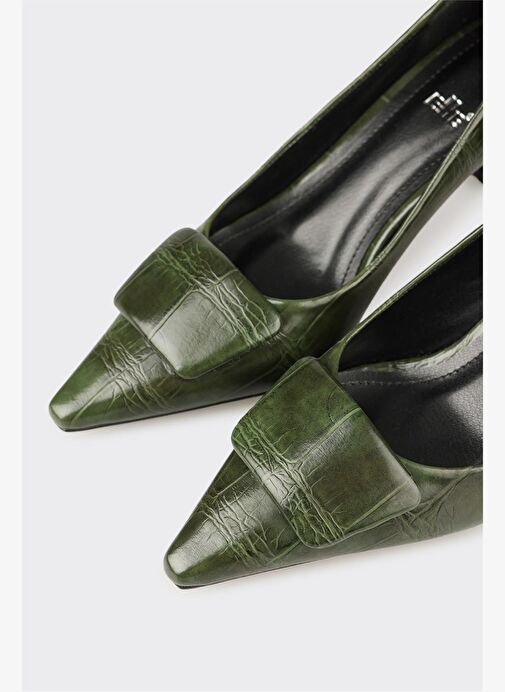 Yeşil Kadın Orta Topuk Ayakkabı - Görsel 5