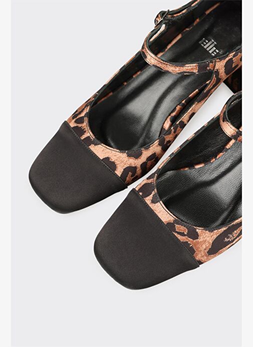 Kahve Hayvan Desenli Kadın Orta Topuk Ayakkabı - Görsel 5