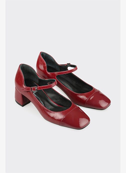 Bordo Kadın Orta Topuk Ayakkabı - Görsel 3