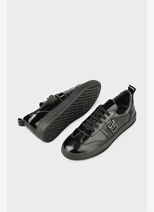 Siyah Deri Kadın Spor Ayakkabı - Görsel 4