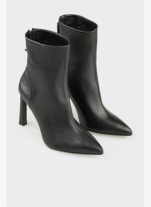 Siyah Deri Kadın Klasik Bot - Görsel 3
