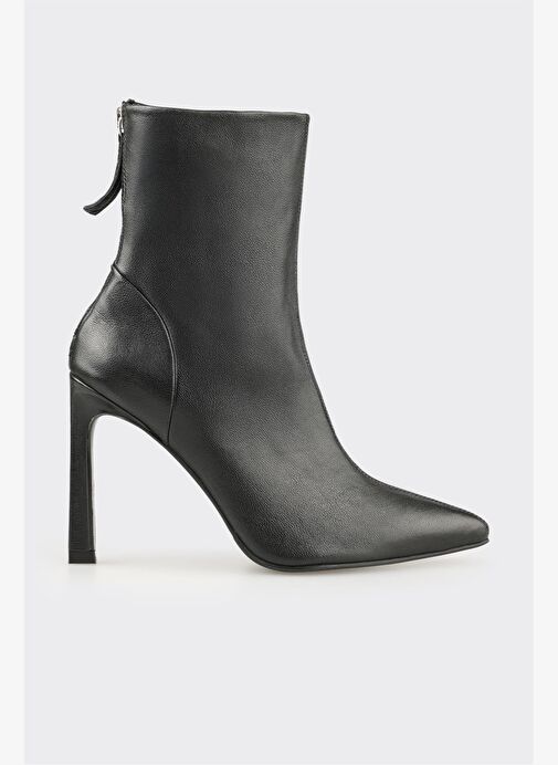 Siyah Deri Kadın Klasik Bot - Görsel 2