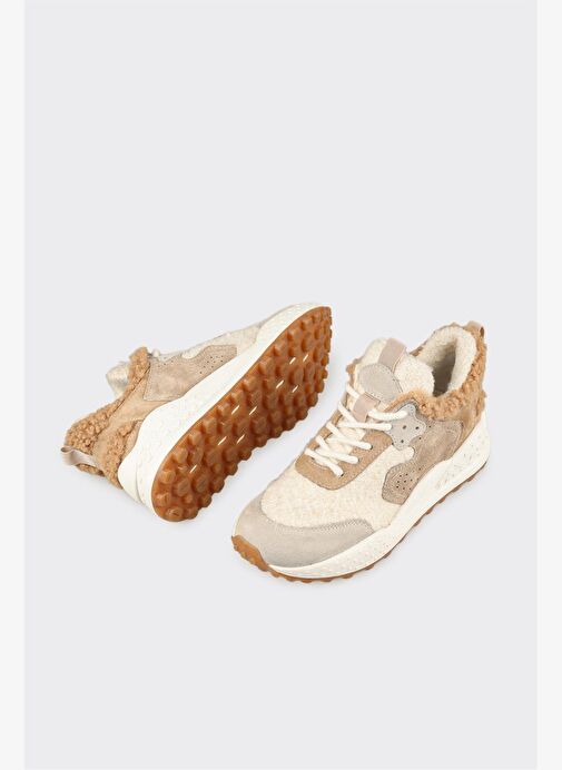 Bej Deri Kadın Spor Ayakkabı - Görsel 4