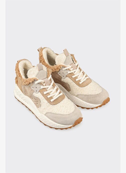 Bej Deri Kadın Spor Ayakkabı - Görsel 3