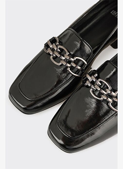 Siyah Deri Kadın Ayakkabı - Görsel 5