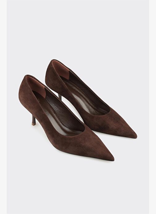 Kahve Deri Kadın Stiletto - Görsel 3