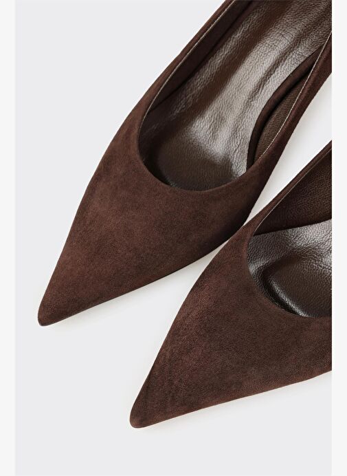 Kahve Deri Kadın Stiletto - Görsel 5