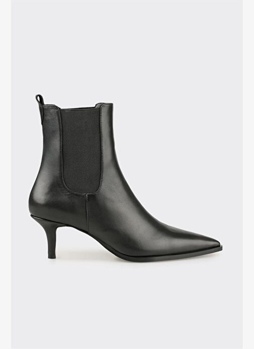 Siyah Deri Kadın Klasik Bot - Görsel 2
