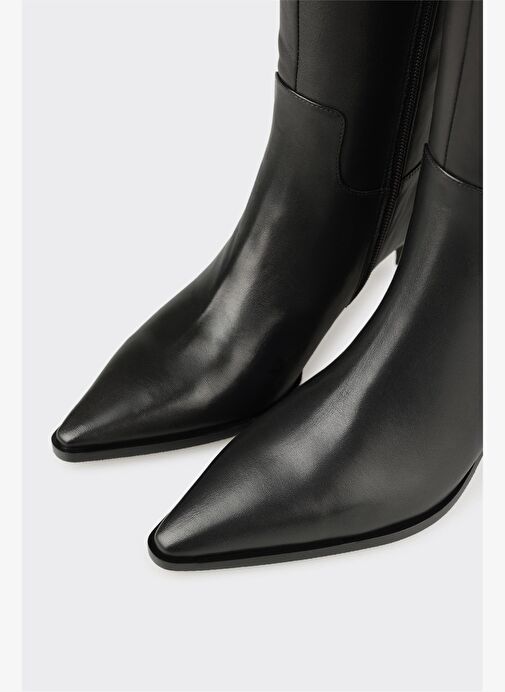 Siyah Deri Kadın Çizme - Görsel 5