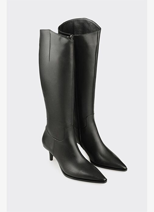 Siyah Deri Kadın Çizme - Görsel 3