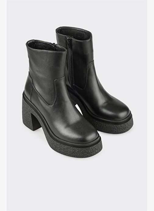 Siyah Deri Kadın Günlük Bot - Görsel 3