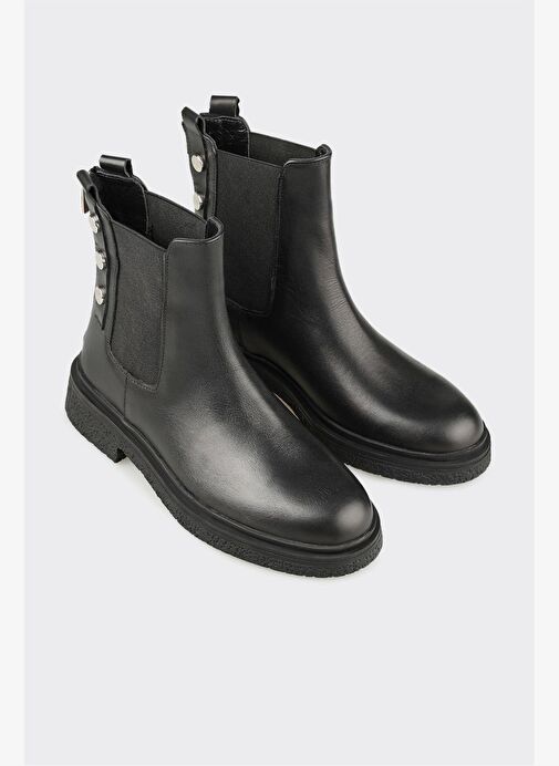 Siyah Deri Kadın Günlük Bot - Görsel 3
