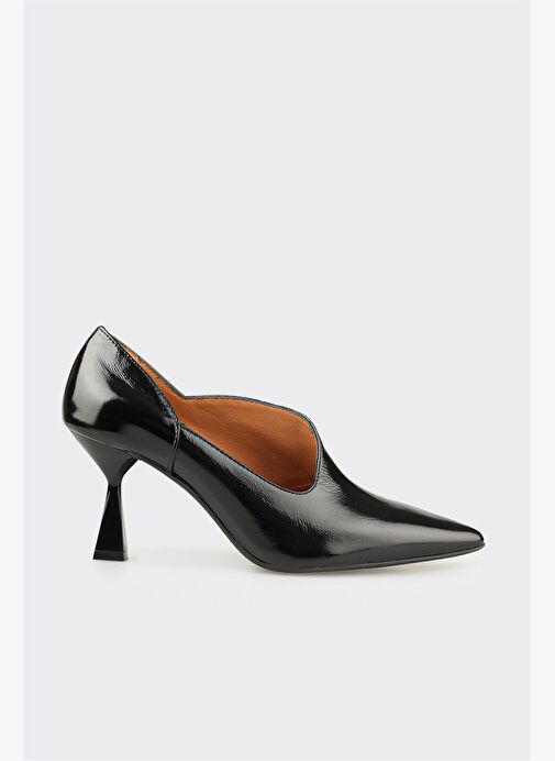 Siyah Deri Kadın Topuklu Ayakkabı - Görsel 2