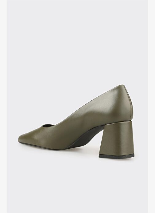 Haki Deri Kadın Stiletto - Görsel 4