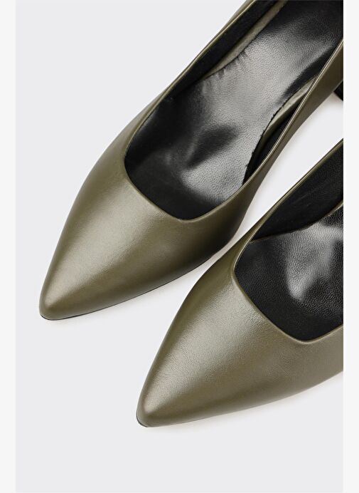 Haki Deri Kadın Stiletto - Görsel 5