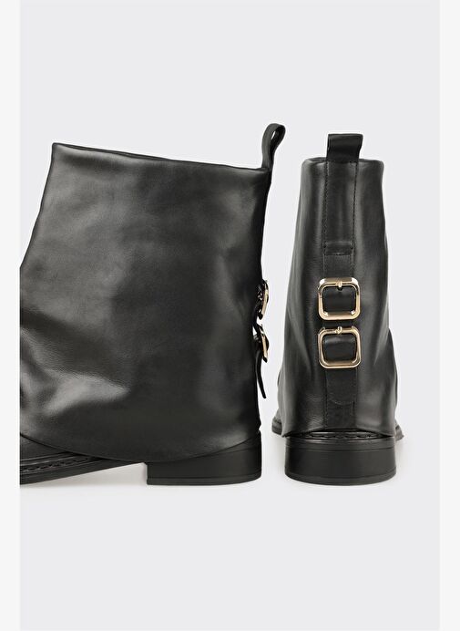Siyah Deri Kadın Günlük Bot - Görsel 5
