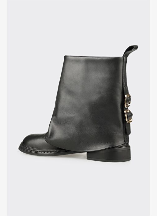 Siyah Deri Kadın Günlük Bot - Görsel 4