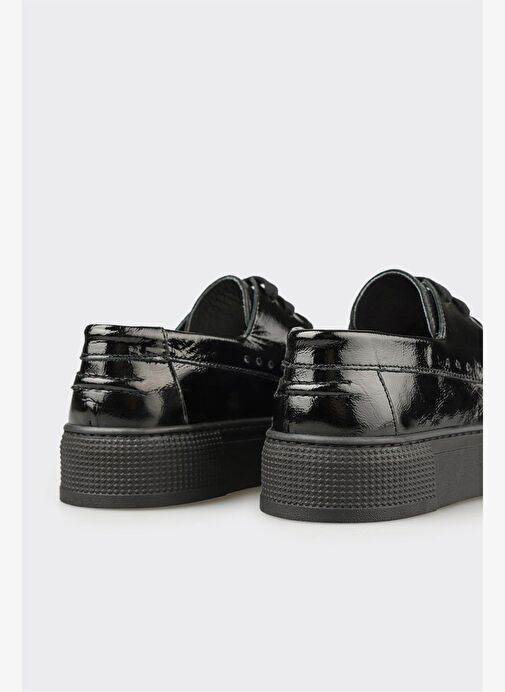 Siyah Deri Kadın Spor Ayakkabı - Görsel 6