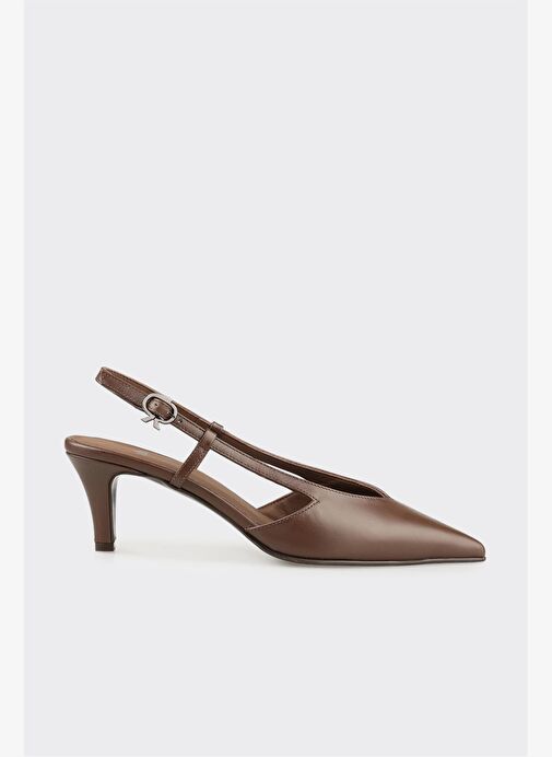 Kahve Deri Kadın Topuklu Ayakkabı - Görsel 2